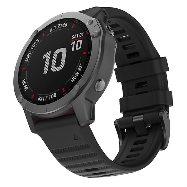 Til Garmin Fenix ​​6x 26mm Silikone Smart Watch Band Black