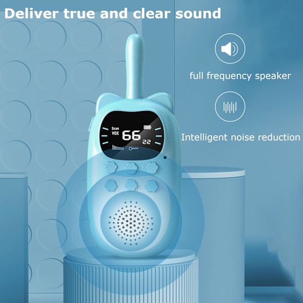 Walkie Talkies for Kids Lang rekkevidde med lommelykt for utendørs campingspill (blå+rosa)