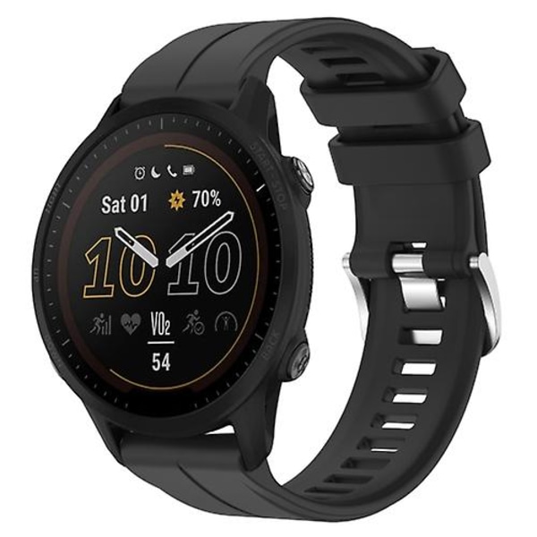 Til Garmin Forerunner 955 22mm ensfarvet silikoneurrem Black