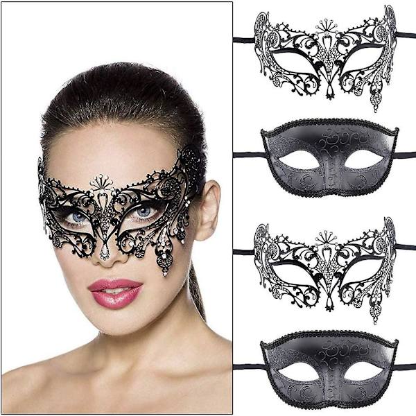 Par venetiansk mask, 2 delar, maskeradmask för karnevalsfest Kostym Balfest karnevalskväll