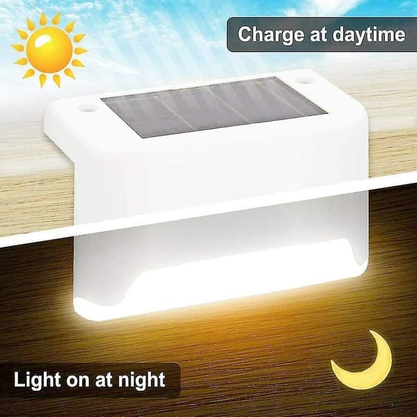 4-pack solcellslampor för däck LED solcellslampor vattentäta staketlampor för utomhussteg staket White Cold Light