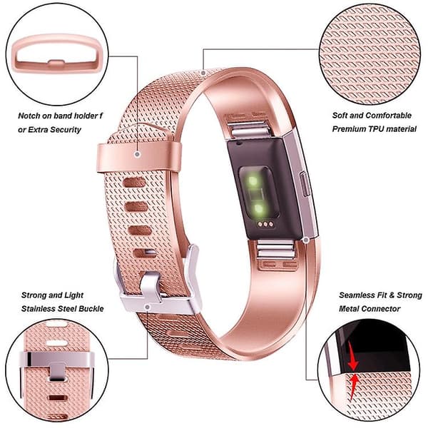 För Fitbit Charge 2-rutigt watch Rose Gold