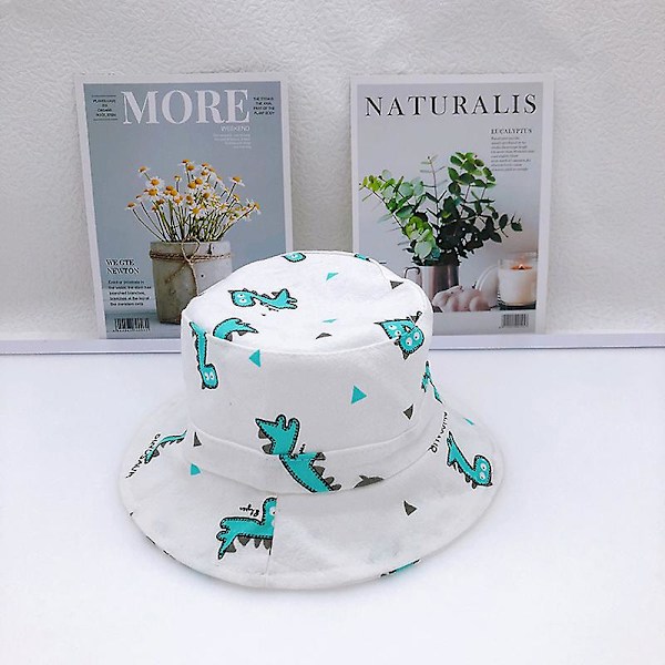 Cartoon Dinosaur Print Baby solhatt bomull utendørs jente gutt solhatt white