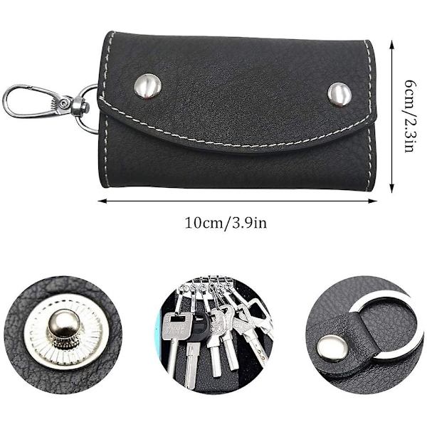 Musta nahkainen case, nahkainen avainkotelo Unisex nahkainen case Lompakko-avaimenperä