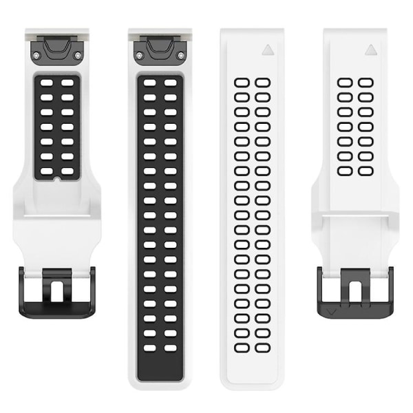 Til Garmin Enduro / Coros Vertix 2 26mm Quick Release Double Row Silicone Watch Band White Black
