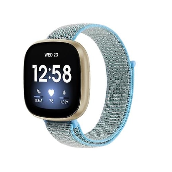 Til Fitbit Versa 3 Nylon Loop Watch Band Lake Blue