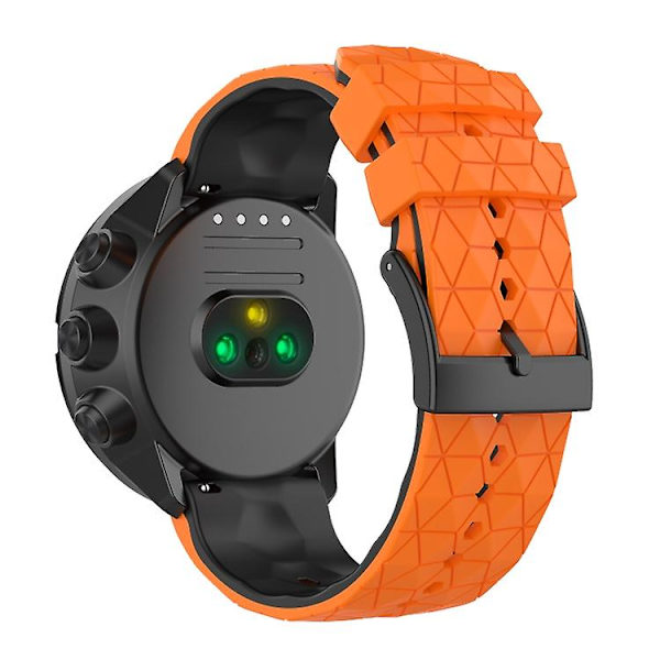 For Suunto 9 tofarget silikonklokkerem Orange Black