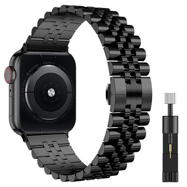 Metallrem för Apple Watch 49 mm 40 mm 41 mm 42 mm 44 mm 45 mm Lyxarmband i rostfritt stål Tillbehör för Iwatch 8 7 6 5 4 3 2 Se Black and tool For 38mm 40mm 41mm