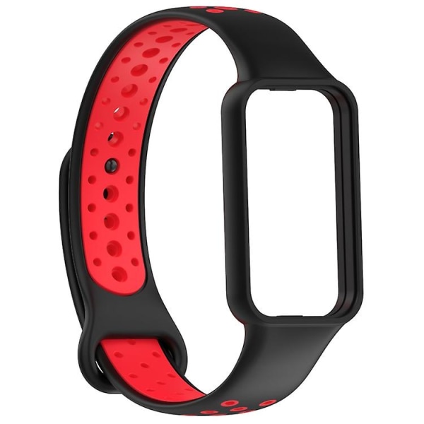 For Amazfit Band 7 Loop Tofarget pustende silikonklokkerem Black-Red