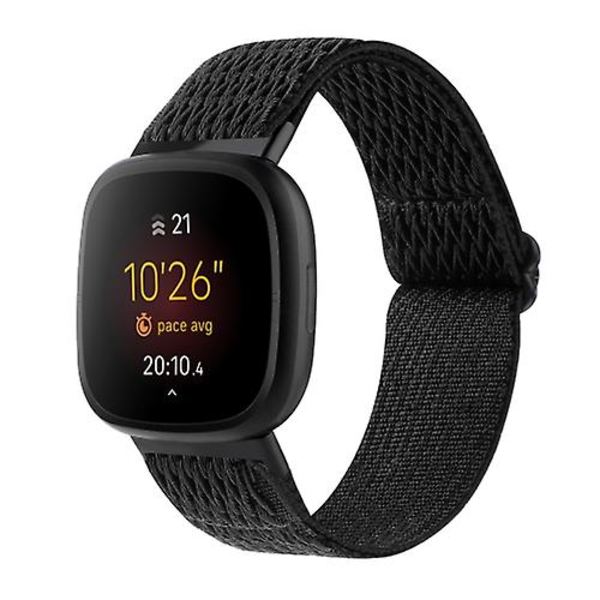 For Fitbit Versa 4 / Sense 2 Universal Wave Nylon Watch Band Black