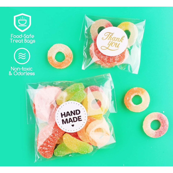 200 stykker klare cellofanposer Transparent Candy Pouch Opp plastikposer