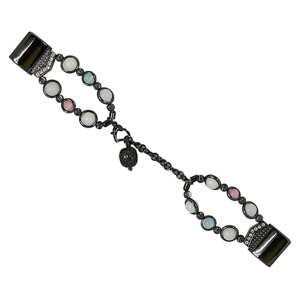 För Fitbit Charge 5 Agate Luminous Bead Steel Watch Band Black