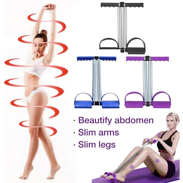 Multifunktionell Motståndsträning, Benövning Dragrep Yoga Fitness Fotpedal Dragrep Sit-ups Bodybuilding Expander Motstånd Svart