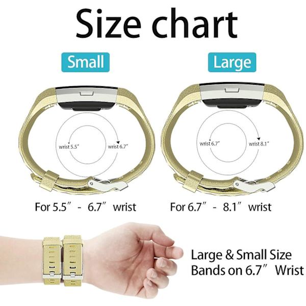 Udskiftningsbånd, der er kompatible med Fitbit Charge 2, Classic & Special Edition justerbare sportsarmbånd Metal-Gold Small