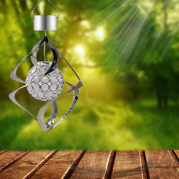 Solcells vindspel LED spiral spinner lampa färgförändrande