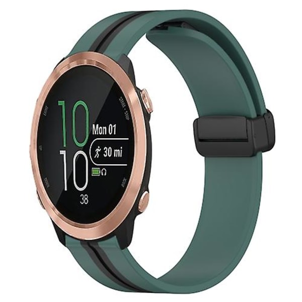 Til Garmin Forerunner 645 Music 20 mm foldemagnetisk lås silikone urbånd Olive Green - Black