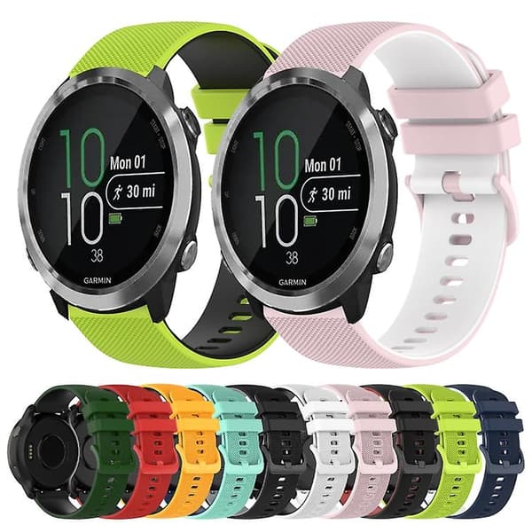 For Garmin Forerunner 645 20 mm rutete tofarget silikonklokkerem Red-Black