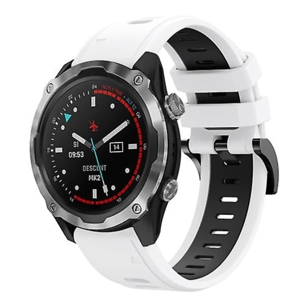 Til Garmin Descent Mk 2 26mm Tofarvet Sports Silikone Urbånd White-Black