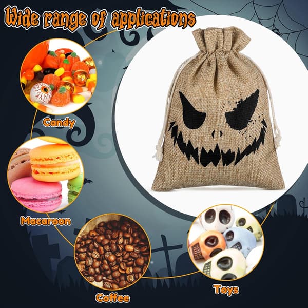 24 st Halloween-dragskoväskor, återanvändbar presentpåse för godis och festfavoriter 10x14cm