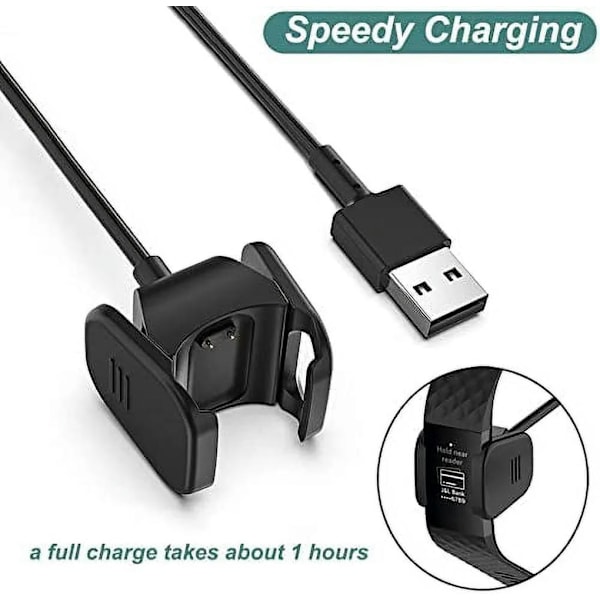 Lader for Fitbit Charge 3, erstatnings-USB-ladekabel, kompatibel med dokkingstasjon
