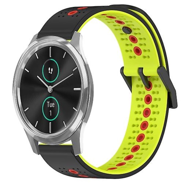 För Garminmove Luxe 20mm Tricolor Andningsbart watch Black-Lime-Red