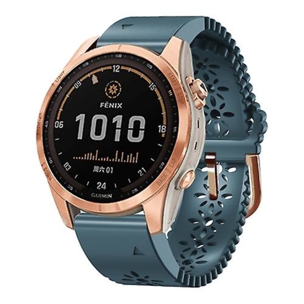 För Garmin Fenix ​​7s / 6s / 5s Quick Release Spets Silikon Watch Band Lake Blue