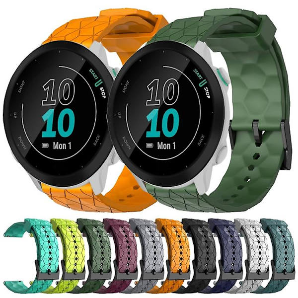 För Garmin Forerunner 55 20 mm fotbollsmönster i enfärgad watch White