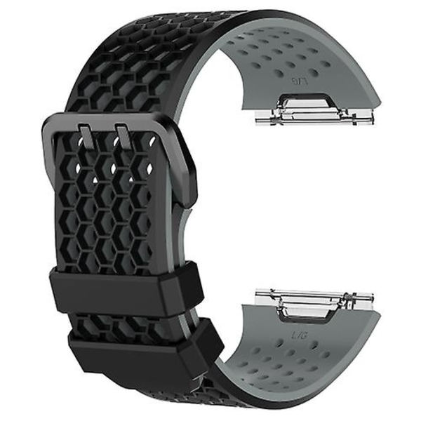 För Fitbit Ionic Two-tone Silicone Watch Band med spänne Black - Grey