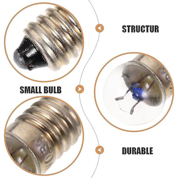10 st E10 glödlampor, 2,5 V 0,3 A minismå glödlampor ficklampa glödlampa skruvlampa