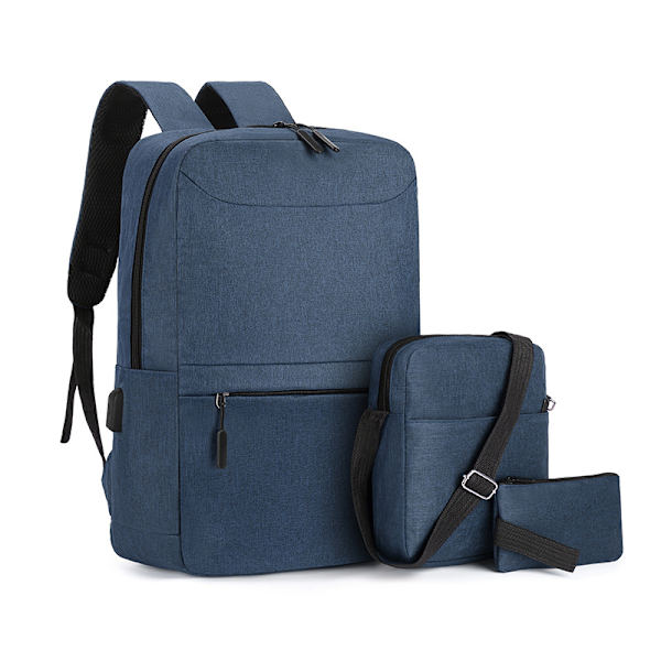 Tre-delad ryggsäck för män, business casual blå