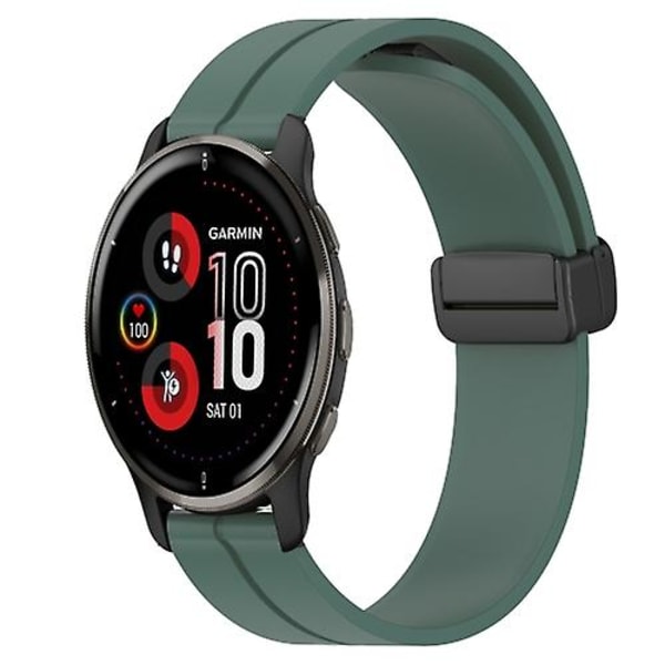 För Garmin Venu 2 Plus 20 mm Solid Color Magnetic Clasp Watch Olive Green