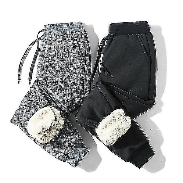 Herre tykke fleece termiske bukser Udendørs Vinter Varme Casual Bukser Joggers black M