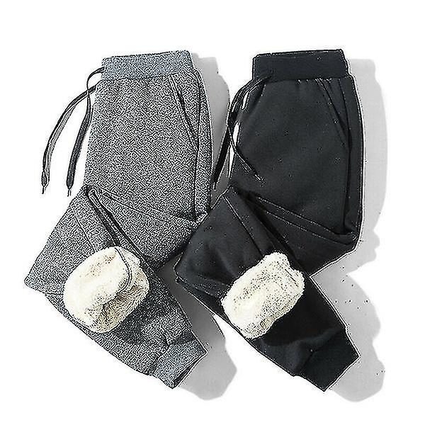 Thermal i tjock fleece för män Utomhus Vinter Varma Casual Byxor Joggare black 4XL
