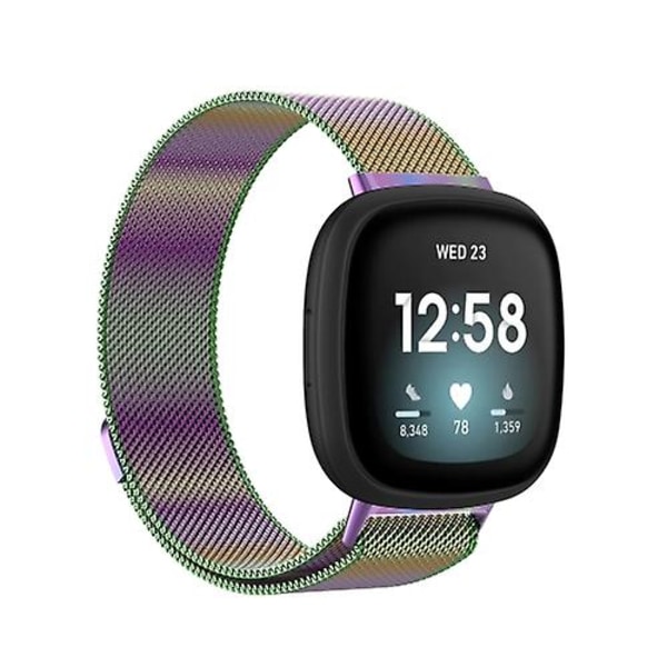 For Fitbit Versa 4 Milanese Magnetic Metal Weave Watchrem Colorful