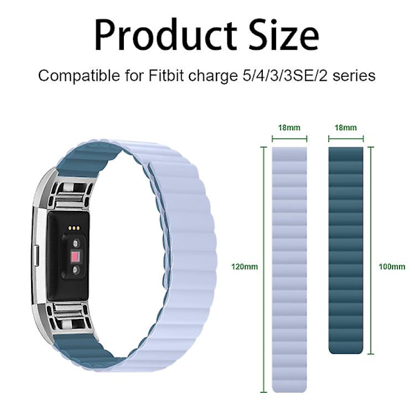 Til Fitbit Charge 3/4 Silikone Magnetic Watch Band Peacock Blue