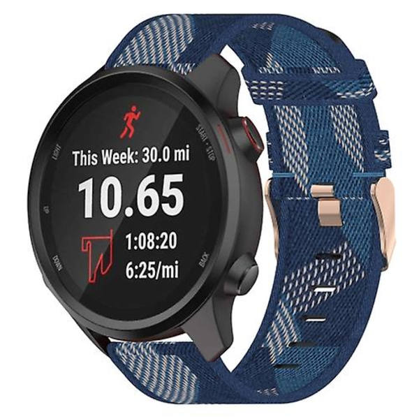 Til Garmin Forerunner 245 20mm nylonvævet urrem Blue