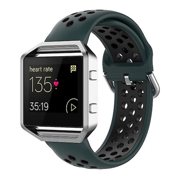 Til Fitbit Versa 2 / Versa Lite / Blaze 23mm Sports To Farver Silikone Udskiftningsrem Armbånd PGE Olive Green Black