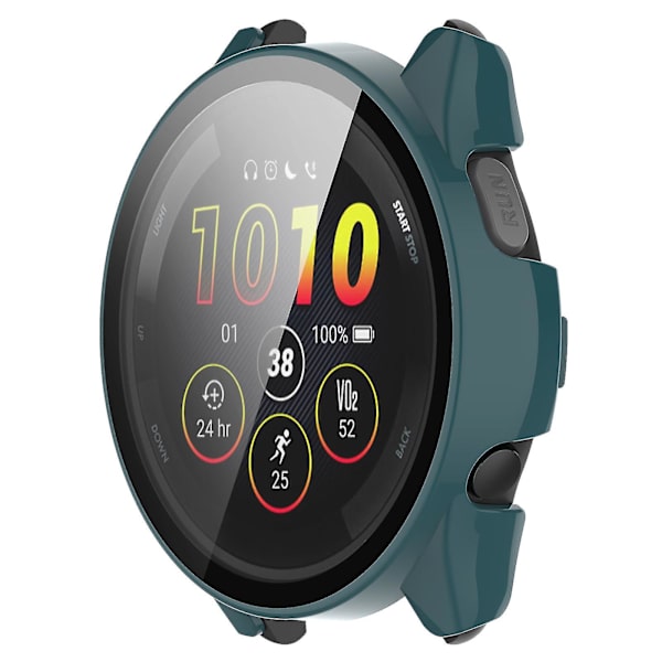 Huamade For Garmin Forerunner 265 Smart Watch Pc case med skärmskydd i härdat glas Blackish Green