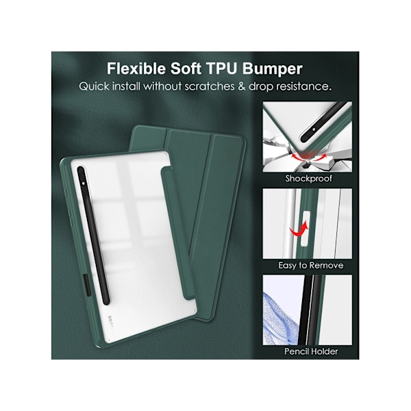 Beskyttelsesdeksel for nettbrett Samsung Galaxy Tab S8/s7 11 Sm T870 Mørkegrønn Akryl