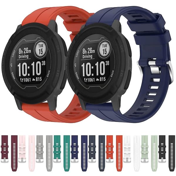 For Garmin Instinct 2 22 mm ensfarget silikonklokkerem Pink