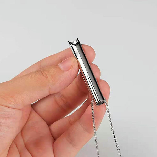 Stress Straws Mindful Breathing Straw Necklace For Natural Anxiety Relief Steel color
