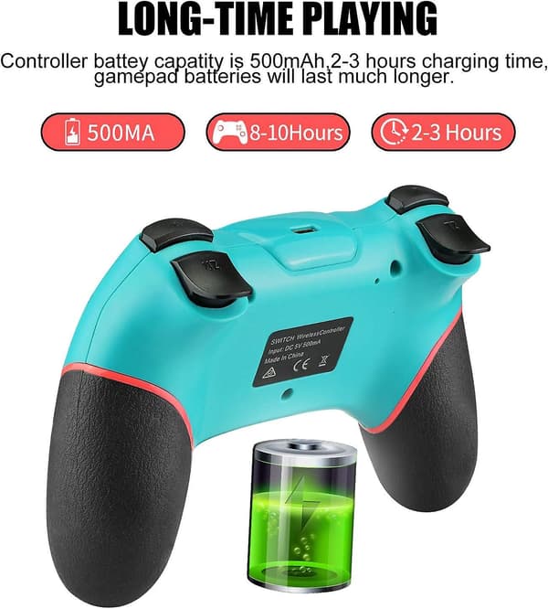 Trådlös handkontroll kompatibel med Switch/Switch Lite/Switch OLED, Bluetooth Switch Pro-handkontroll, Switch-handkontroll med uppladdningsbart batteri/Turbo/