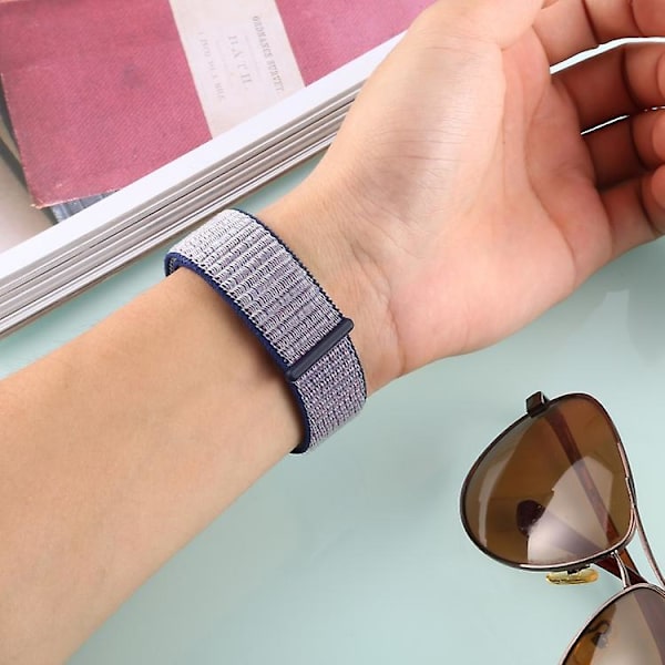 Fitbit Versa / Versa 2 nylon , jossa on koukku ja silmukkakiinnitys Blue Grey