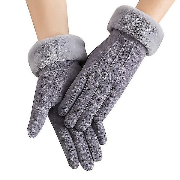 Kvinnor Handskar Höst Vinter Söt lurviga varma vantar Helfingervantar Kvinnor Utomhussport Kvinnliga Handskar Skärm Gray 2
