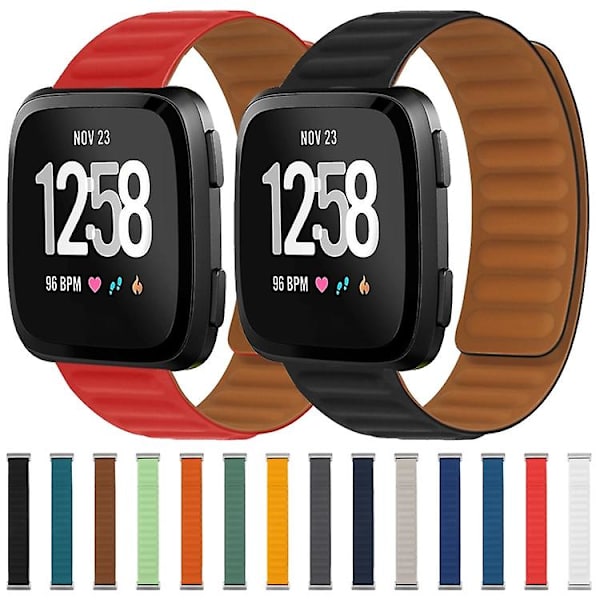 Til Fitbit Versa 4/3/Sense 2 20mm magnetisk silikoneurrem Red