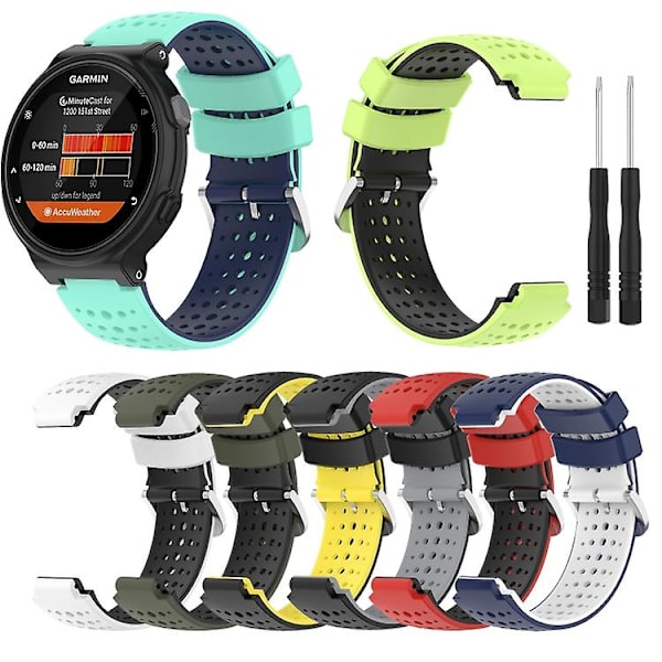 Til Garmin Forerunner 630 Silikone Sports-urrem i to farver Black-Grey