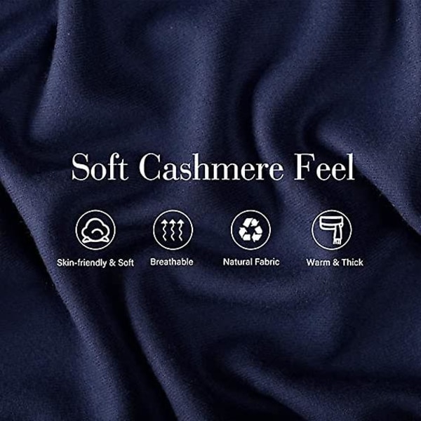 Vinterskjerf for kvinner Cashmere Feel Pashmina sjal omslag Myke, varme teppeskjerf dark blue