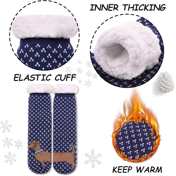 Halkfria Toffelsockor för Kvinnor Mjuka Bekväma Varma Vinterdjur blue
