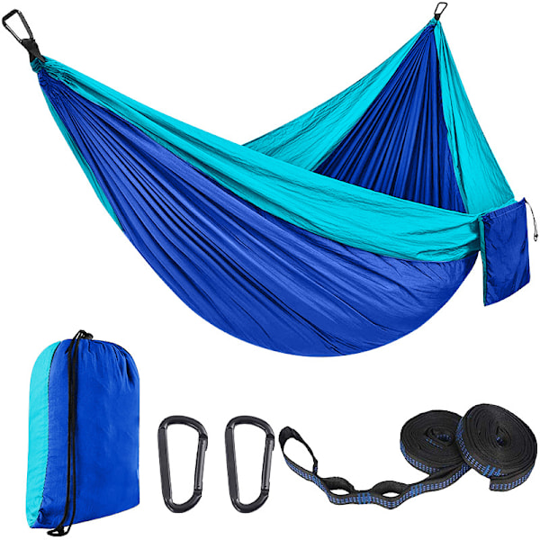Udendørs Camping Hængekøje Bærbar 210D Nylon Gynge Hængekøje Til Baghave Have (Mørkeblå/270X140Cm)