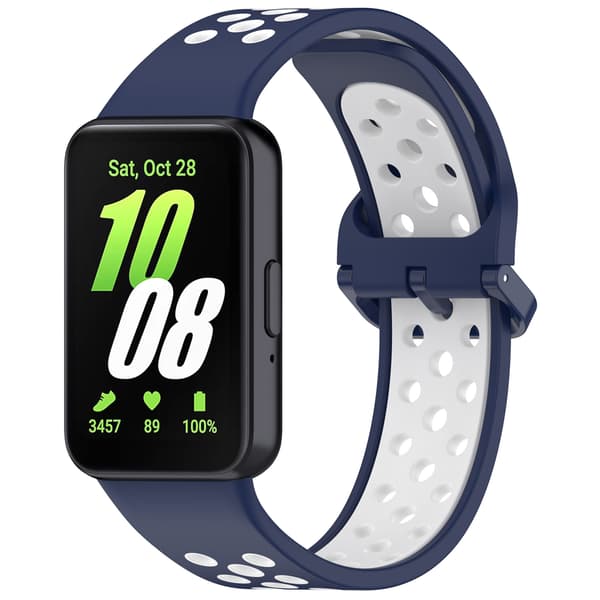 Stropp for Samsung Galaxy Fit 3 R390 tofarget silikonstropp (blå hvit)